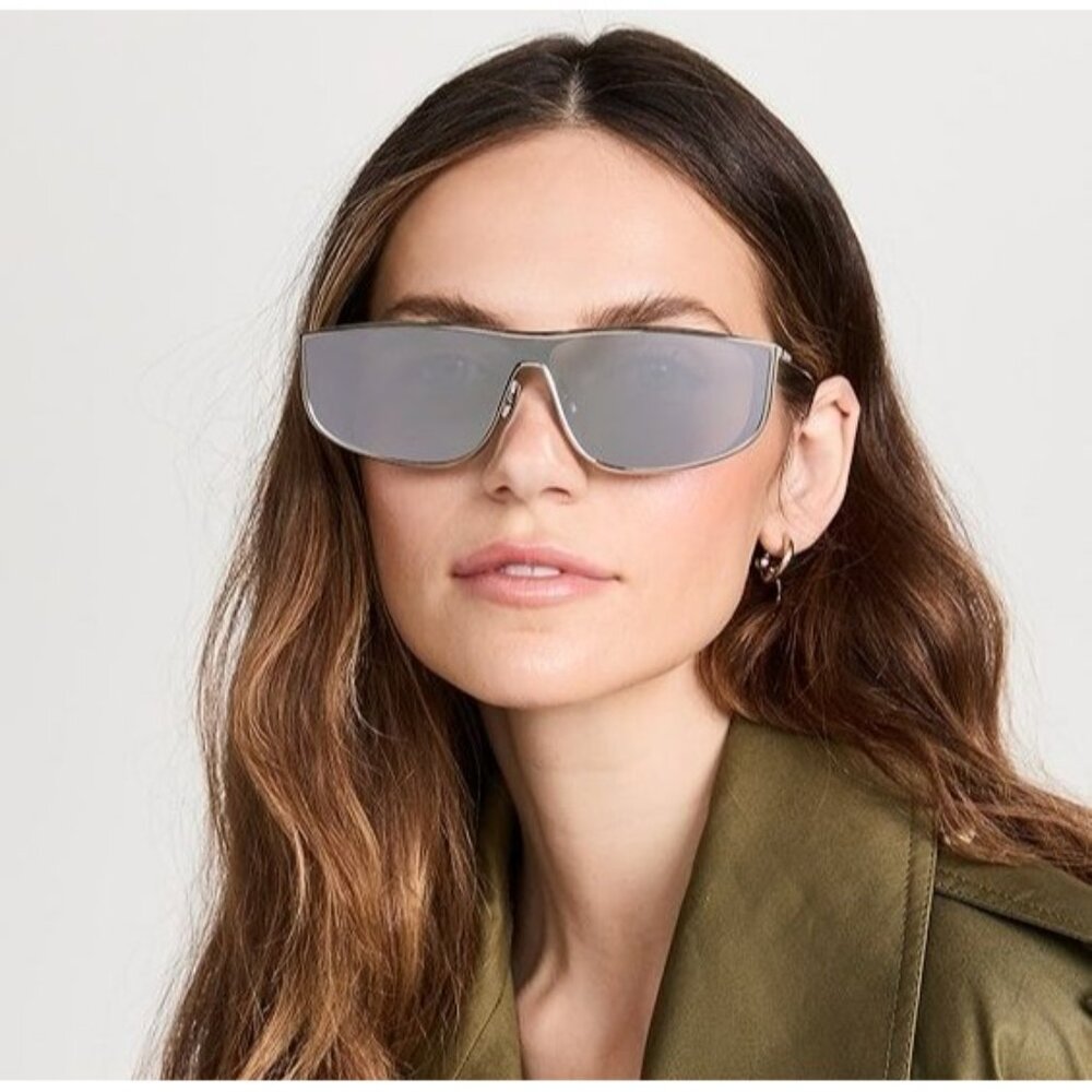 NEW SAINT LAURENT SL605 LUNA 003 SHIELD  SILVER SUNGLASSES SAINT LAURENT SL 605